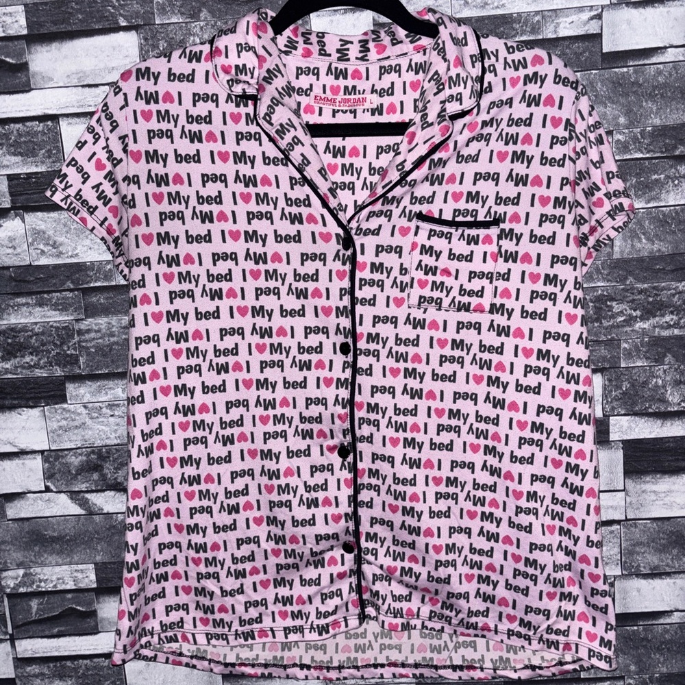 Emme Jordan Pink and Black Graphic Top and Bottom 2set